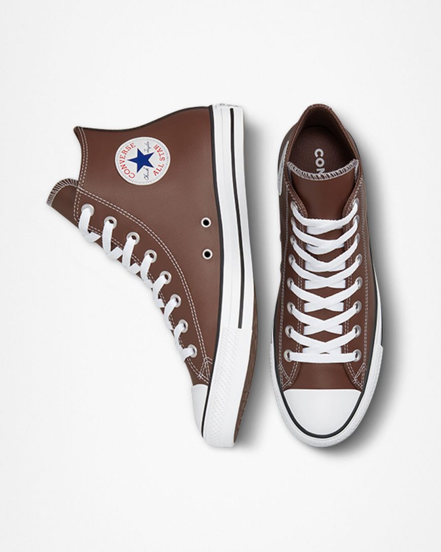 Zapatillas Altas Converse Chuck Taylor All Star Faux Cuero Hombre Blancas Negras | PE 4P70E2